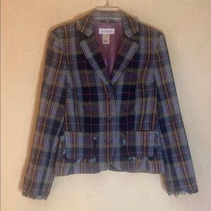 Susan Bristol Plaid blazer Jacket wool blend size 8